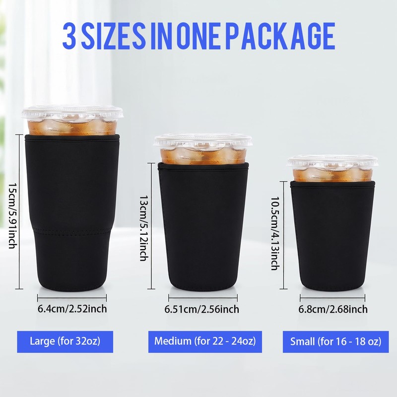 3PCS Reusable Insulated Sleeve for Iced Coffee Cup