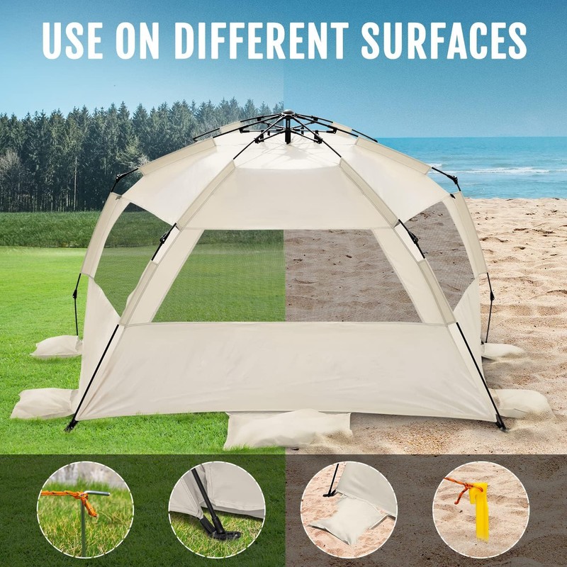 WhiteFang Deluxe XL Pop Up Beach Tent Sun Shade Shelter