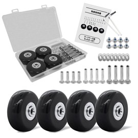 Be:striata 4 Wheel Caster Quiet Suitcase Repair DIY Carry Cart Set of 4 (40 mm, 45 mm, 50 mm, 54 mm), Tire Replacement, Japanese Instruction Manual Included
