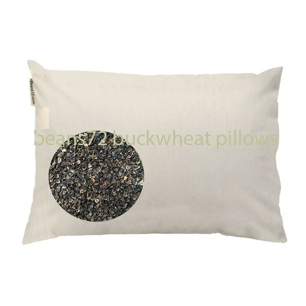 beans72 Organic Buckwheat Pillow - Travel size 11" x 16" *Made in USA