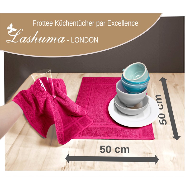 Lashuma London Cotton Dish Cloths Set Red Rhubarb 50 x