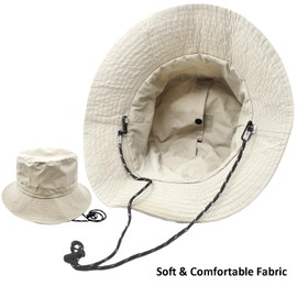 lifwimner Sun Hat Women's Men's Fishing Hat with Chin Strap Waterproof Bucket Women's Quick Dry Packable Hat Summer Outdoor Activities, beige