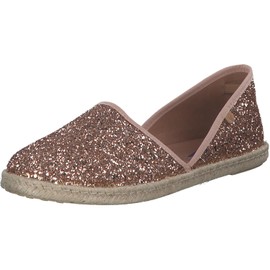 VERBENAS Women's Carmen Glitter Espadrille Textile in Black with Rhinestones and Leather Sole, Monrovia