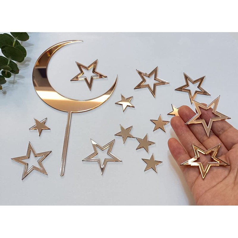 Juego de 15 decoraciones de acrílico para tartas de luna