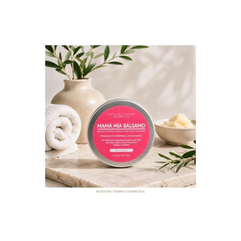 Nuestra Tierra Cosmética Mamá Mía Bálsamo Corporal, Calmante, Humectante, Anti-Estrías,