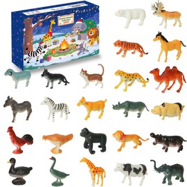 Animals Advent Calendar 2025 for Kids with 24 pcs Realistic Wild Animal Figurine Toys for Christmas Countdown Calendar Xmas Stocking Stuffers 24 Days for Boys and Girls Toddlers