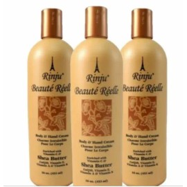 Rinju Beaute Reelle Body & Hand Cream 16oz - 3 Pack with Free Rubee 2oz,VitaminE
