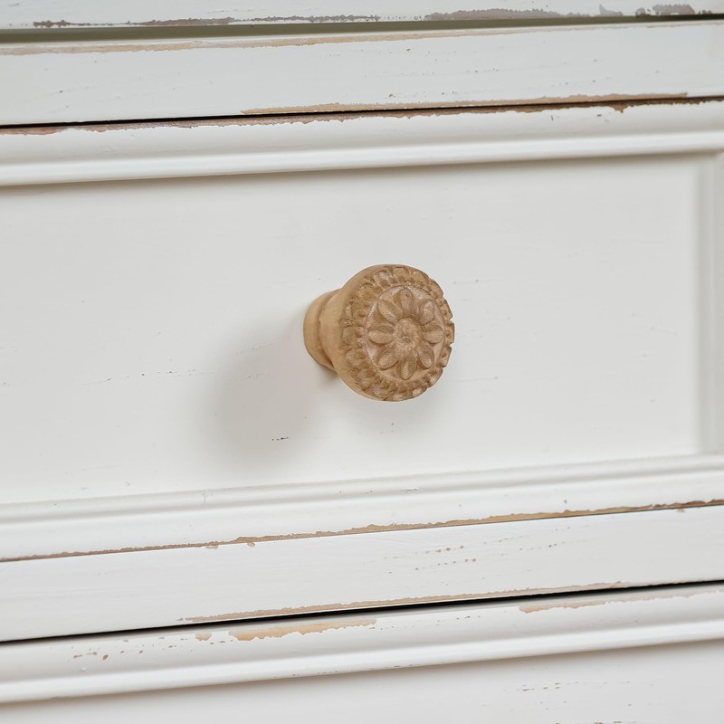 SOFFEE DESIGN 2pcs Wooden Carved Flower Knobs, Decorative Bohemian Style