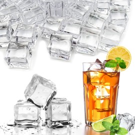 LYFJXX Fake Ice Cubes, 50 pcs 1" Artificial Plastic Ice Cube, 25 mm Acrylic Crystal Diamonds for Vase Fillers, Party Favor, Wedding Decoration, Photography Props, Food Display