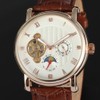 FORSINING Male Automatic Watch PU Leather Strap Analog Wristwatch(White Rose