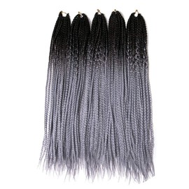 Feibin Hair Extensions Wigs 5 Pairs Set 22 Pcs Braid Hip Hop Dance Hairstyle Jumbo Pigtails for Braiding Gradient Hair Extensions Braid Cornrow Braid Braid Unisex Hip Hop Hair Extensions (28# Black+Gray)