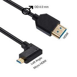 MysRuida 1ft 8K Micro HDMI 2.1 to HDMI 2.1 Cable, 90 Degree Left Angle 8K Micro HDMI Male to 8K HDMI Male Adapter Cable, OD 4mm Slim Ultra HD HDMI 2.1 Version 8K Cable, 8k@60HZ