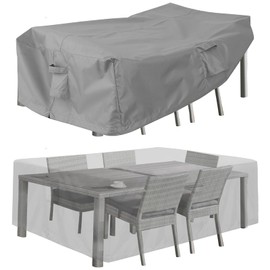 PureFit Patio Furniture Covers, Outdoor Table Furniture Cover Waterproof Rectangle, Patio Sectional Couch Set Cover for Deck, Lawn and Backyard, UV Resistant, 74"L x 47"W x 28"H, Gray