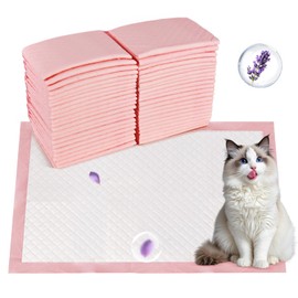 Aikesau cat Litter Pads, Lavender Scented cat Pee Pads, 16.9x11.4 Inch Absorbent Cat Urine Pads for Litter Box, Leak-Proof cat Training Pads with Quick-Dry Technology, 50 Count (Pink)