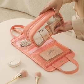 Lychii Toiletry Bag for Women Cosmetic Hanging Toiletry Bag Cosmetic Bag Organiser Makeup Bag, salmon