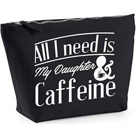Hippowarehouse All I Need Is My Daughter & Caffeine printed make up cosmetic wash bag 18x19x9cm