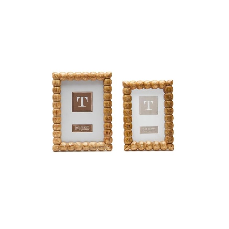 Generic Two's Company Hand-Carved Bobbin Photo Frame Natural Brown Includes
