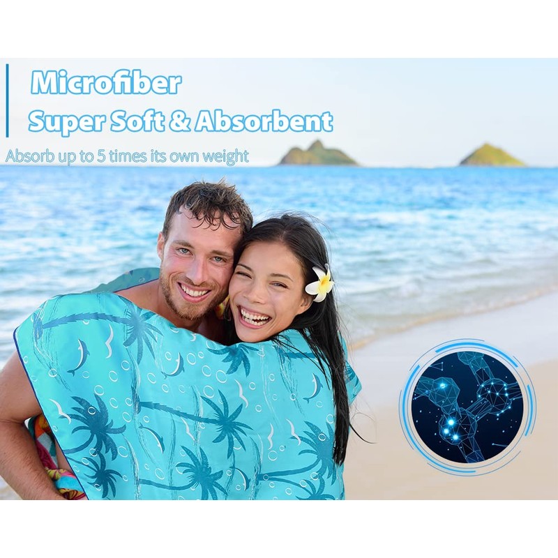 2 Pack Microfiber Lightweight Beach Towel 71"x32" Oversized Extra Large