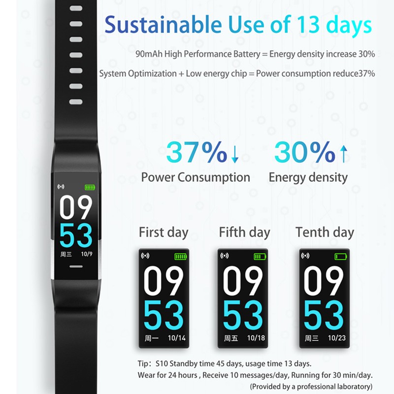 T10 Silicone Watchband Touching Control Smart Bracelet Intelligent Heart Rate