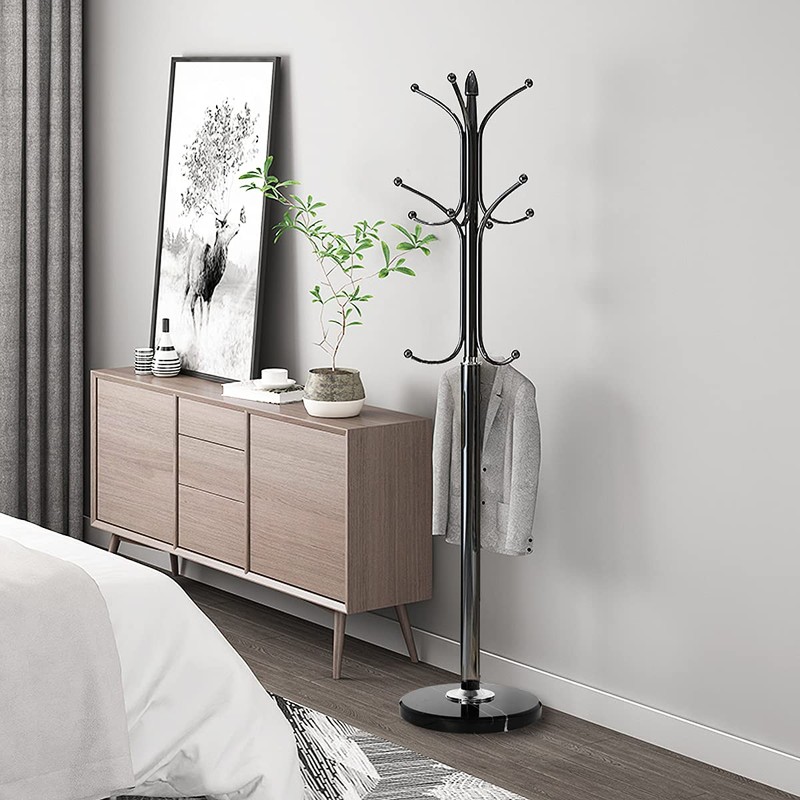 Kertnic Metal Coat Rack Stand with Natural Marble Base, Free