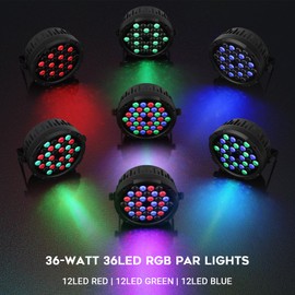 36LEDs RGB Par Lights 4 Pack - 36W LED Par Can Lights Sound Activated with Remote DMX Control Uplights for Wedding Party DJ Events Music Dance Church Stage Lighting