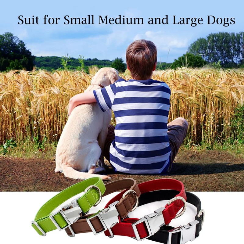 JiangYanus Leather Dog Collar with Metal Buckle, Heavy Duty PU