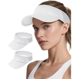 BEACE Lightweight Moisture Wicking Sports Sun Visors Hats Women Men,Sunvisor Cap for Golf Tennis Running Pickleball White/White