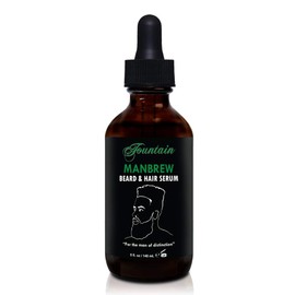 Fountain Manbrew Beard Mustache Hair Grooming Serum with Premium Hemp Oil 5 Ounce - Natural Boar Brush - Satin Durag