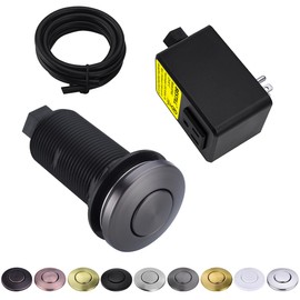 BESTILL Garbage Disposal Button, UL Listed, Cordless Sink Top Air Switch Kit for Waste Disposer, 3.6" Long Push Button with Brass Cover, Gunmetal Gray, Compatible with all Garbage Disposals