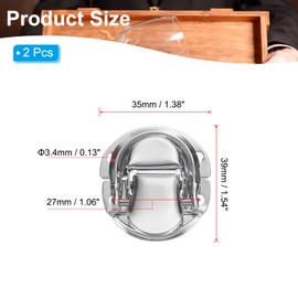 PATIKIL Toggle Hasp Latch 1.54" x 1.38", 2 Pcs Iron Case Clasp with Screws for Jewelry Box Cabinet Drawer Wooden Wooden Crafts, Silver