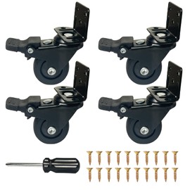 Set of 4 furniture castors with brake, heavy duty castors 50 mm, L-shaped castors for furniture, load capacity 50 kg per swivel castors, no traces and quiet, swivel castors made of TPR (thermoplastic