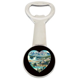 West Yellowstone Montana Travel Souvenir Destination Heart Shape Design Magnetic Bottle Opener Single