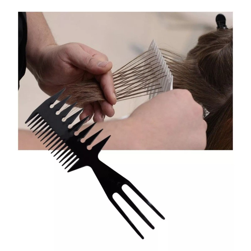 Globusman Peine Negro Profesional 3 En 1 Para Decoloraciones Mechas