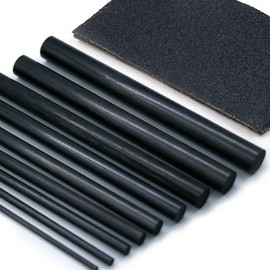 FishTrip Fishing Rod Repair Kit Complete,10pcs Carbon Fiber Sticks with 5pcs Sandpaper, Pole Building Kit for Saltwater Freshwater Spinning Casting Rod