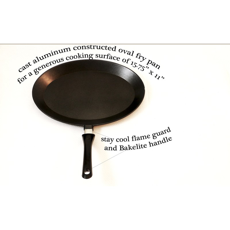 ExcelSteel Non-Stick Oval Cast Aluminum Frypan, 15.75" x 11", Marvelous