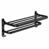 Foldable Wall Mount Towel Rack with Hooks – Black Steel