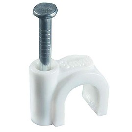 Nartel® Round Cable Clip, 8mm - White, Pack of 100