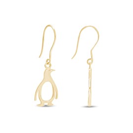 14k Yellow Gold Over Sterling Silver Penguin Earrings In 14K Gold Over Sterling Silver