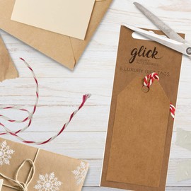 Glick Christmas Tags, Gift Tags for Christmas, Plain with Lots of Space for Your own Christmas Message, Kraft x 6, Brown