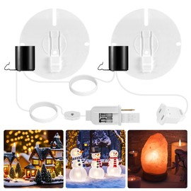 Meonum Blow Mold Light Kit Replacement, E27 E26 Single Light Cord Kit with Two Fuse Female Plug, Blow Mold Replacement Light Cord for Indoor Outdoor Christmas Village House, Inflatable Decor(2 Base)