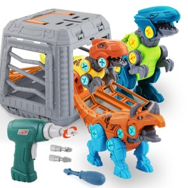 STAY GENT 3 Packungen DIY Dinosaurier Take Apart Spielzeug mit Elektrobohrer & Käfig für Jungen Mädchen, Dinosaurier Pädagogische STEM Weihnachten Geburtstag Geschenk für 3 4 5 6 7 Jahre Kinder