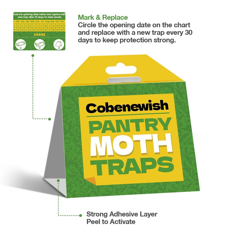 5 Pack Pantry Moth Traps Glue Trap Extra Strength Pheromones