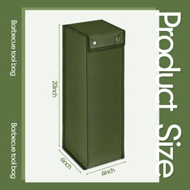 Grill Utensil Storage Bag BBQ Tool Storage Bags Barbecue Hardware Tool Grill Utensil Holder Pouch Oxford Cloth Grill Accessory Storage Bag Foldable Grill Bags for Camping Hiking (Army Green, 1 Pcs)