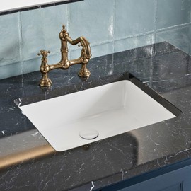 18" x 13" Undermount Bathroom Sink, Los Flexi Compact Rectangular 18 Inch Ceramic Undermount Lavatory Sinks for Small Bathrooms, White Undercounter Vanity Sink with Overflow