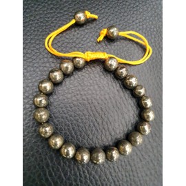 Pyrite Crystal Bracelet, 8mm Adjustable Unisex Beaded Bracelet, Healing Crystals Gemstone Jewelry, Perfect Crystal Gift