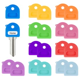 Uniclife 20 Pcs Key Covers Caps, 2.5 cm Key Identifiers with Labels, Soft Stretchy Key Covers for House Key, Cute Key Head Protectors for Standard Keys (Not for Odd-Shaped Keys), 10 Colors