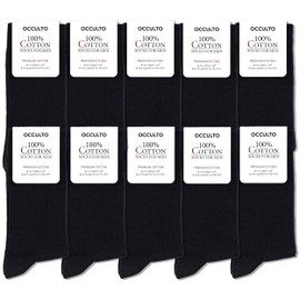 Occulto Men 100% Cotton Socks Pack of 10-20 (Model: Ingo) 10 Black 6-8
