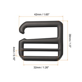 sourcing map 4Pcs 38mm/1.5" Metal G-Hook Webbing Buckles Adjustable Flat Tri-Glide Slide Buckles for Backpack Strap Webbing, Dark Grey