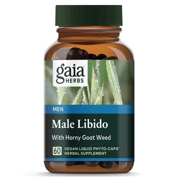 Gaia Herbs Male Libido - Herbal Supplement with Saw Palmetto, Horny Goat Weed, Maca & Oats - Supports Stamina, Vitality & Hormone Balance for Men - 60 Vegan Liquid Phyto-Capsules (20-Day Supply)