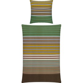 Erwin Müller Mix & Match Bed Linen Stripes Green/Beige/Curry Size 135 x 200 cm (80 x 80 cm)